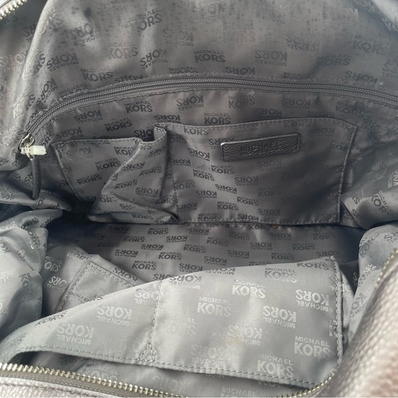 Michael Kors Hamilton Weekender Extra Large Gorgeous Pewter Pebbled Leather Bag - Picture 13 of 16